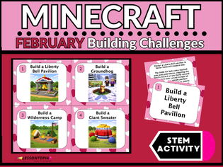 Minecraft February Building Challenges – STEM Activities Task Cards