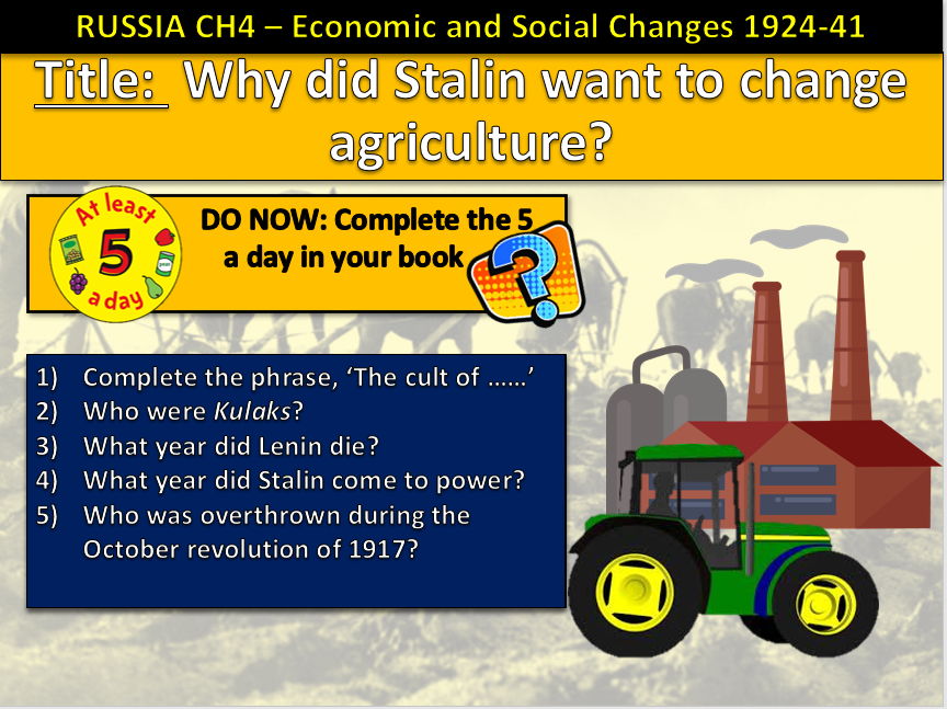 History GCSE Russia Edexcel KT4 L1 Why did Stalin introduce Collectivisation? (Fully Resourced)