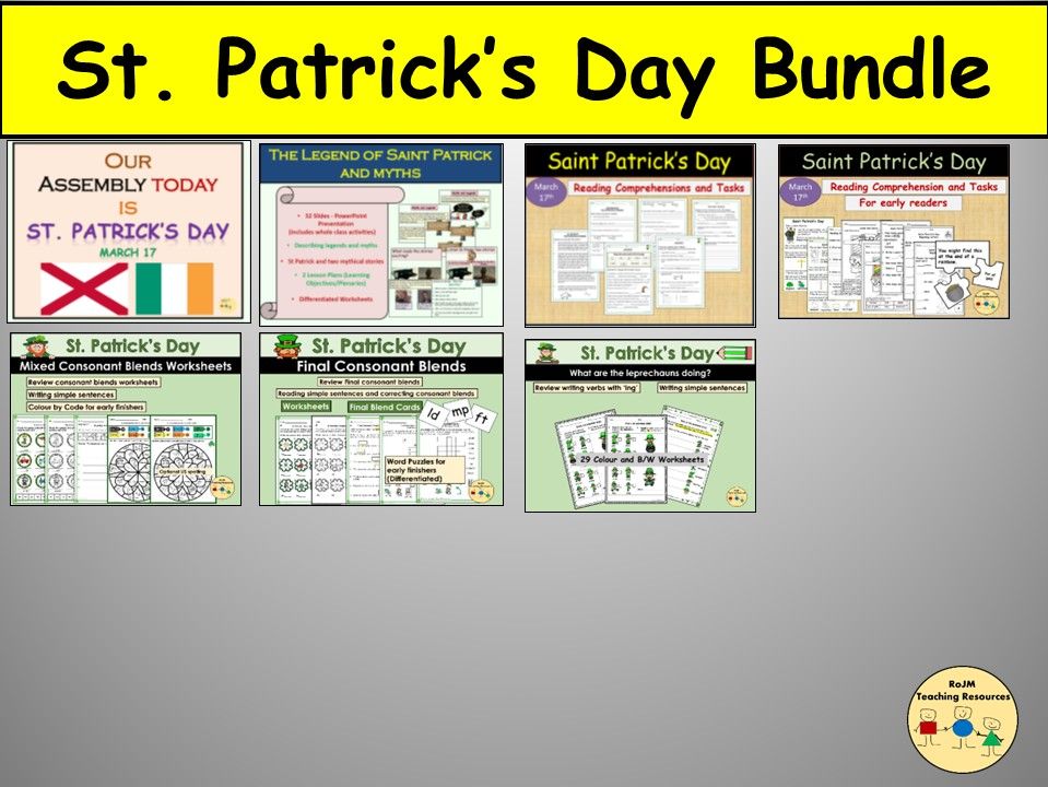 St  Patricks Day  Bundle Presentation Worksheets  Myths Legends Phonics