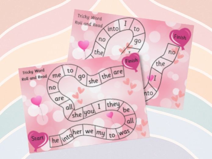 Valentines Roll & Read Tricky Words P2&3
