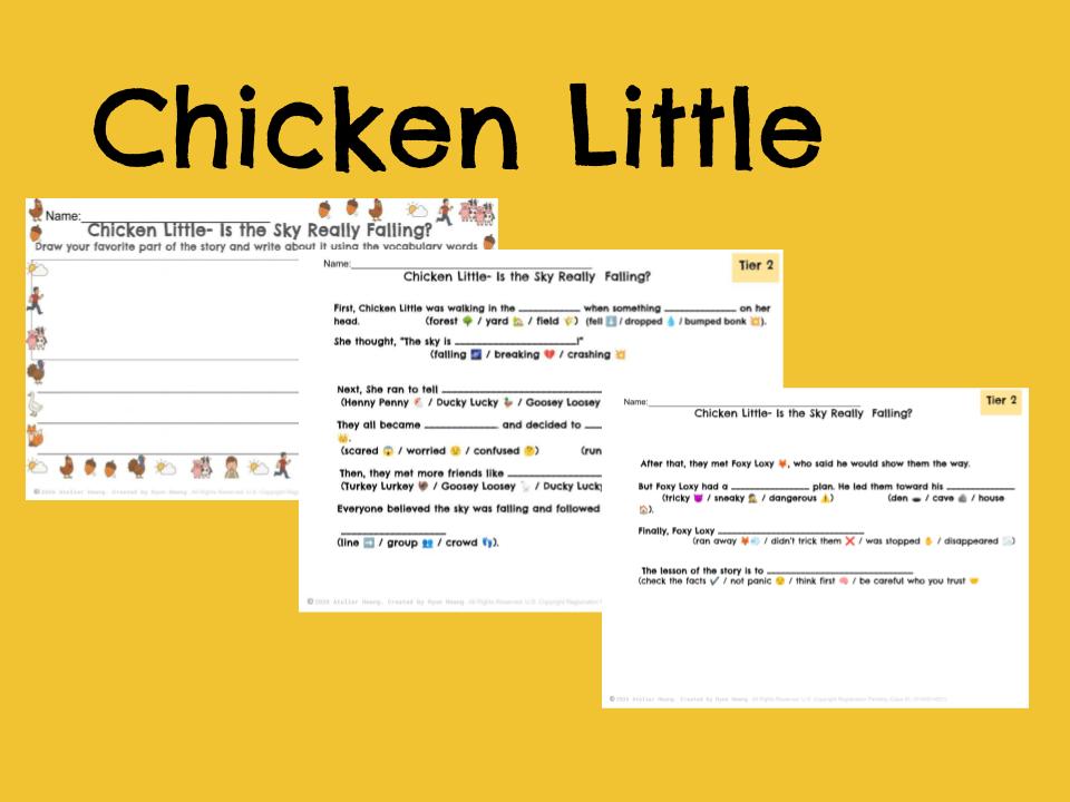 Chicken Little: Reading Comprehension & Differentiated Story Elements (ESL/K-1)