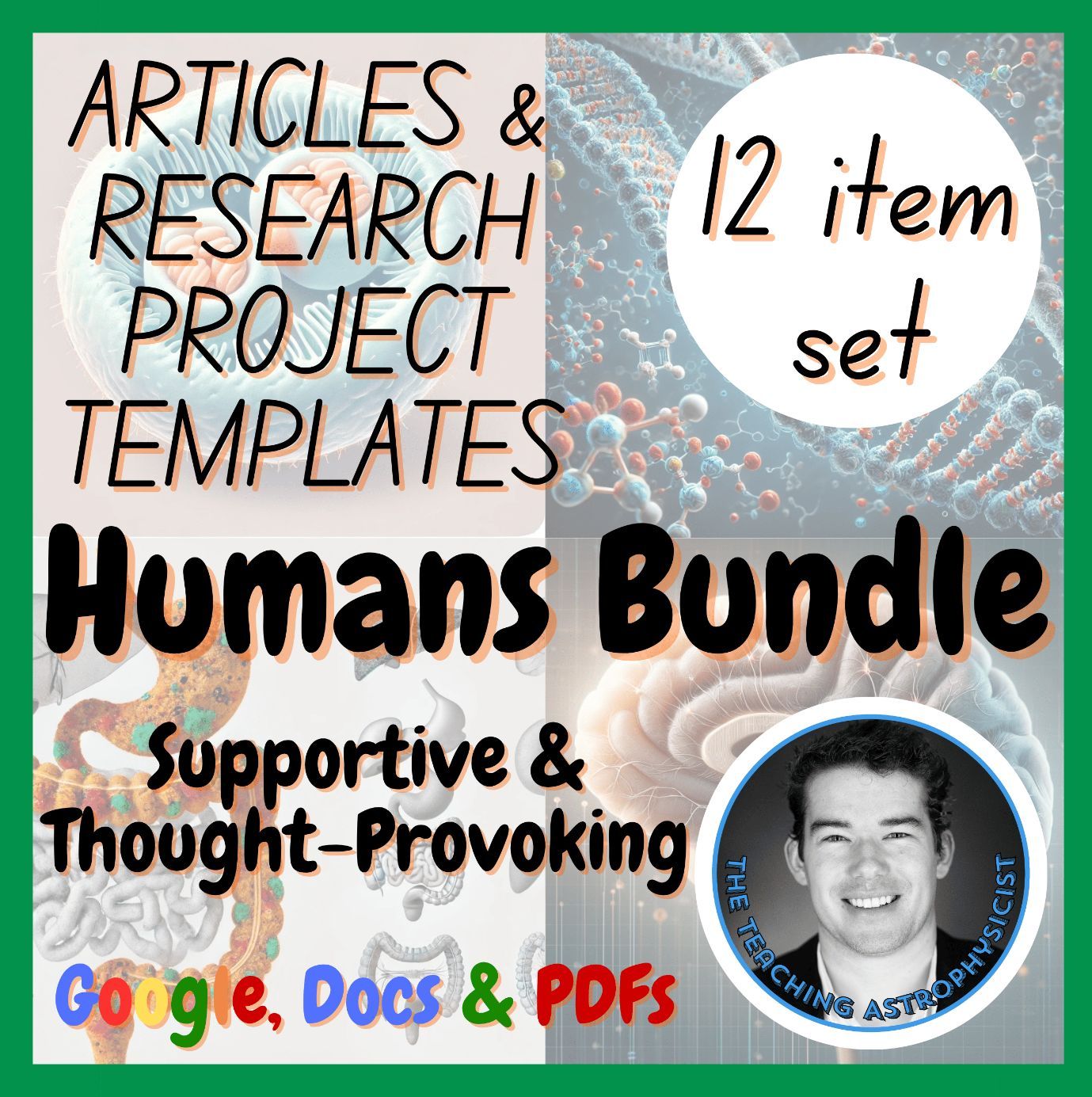 Humans Bundle | 6 Life Science Reading Passages + 6 Research Project Templates