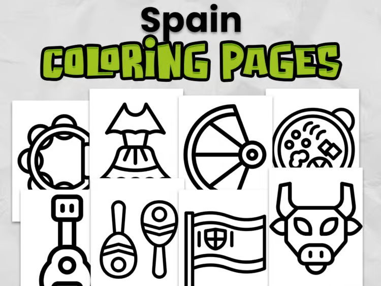 Spain Colouring Pages | Spain Country Study | Geography Activity for KS1 & KS2
