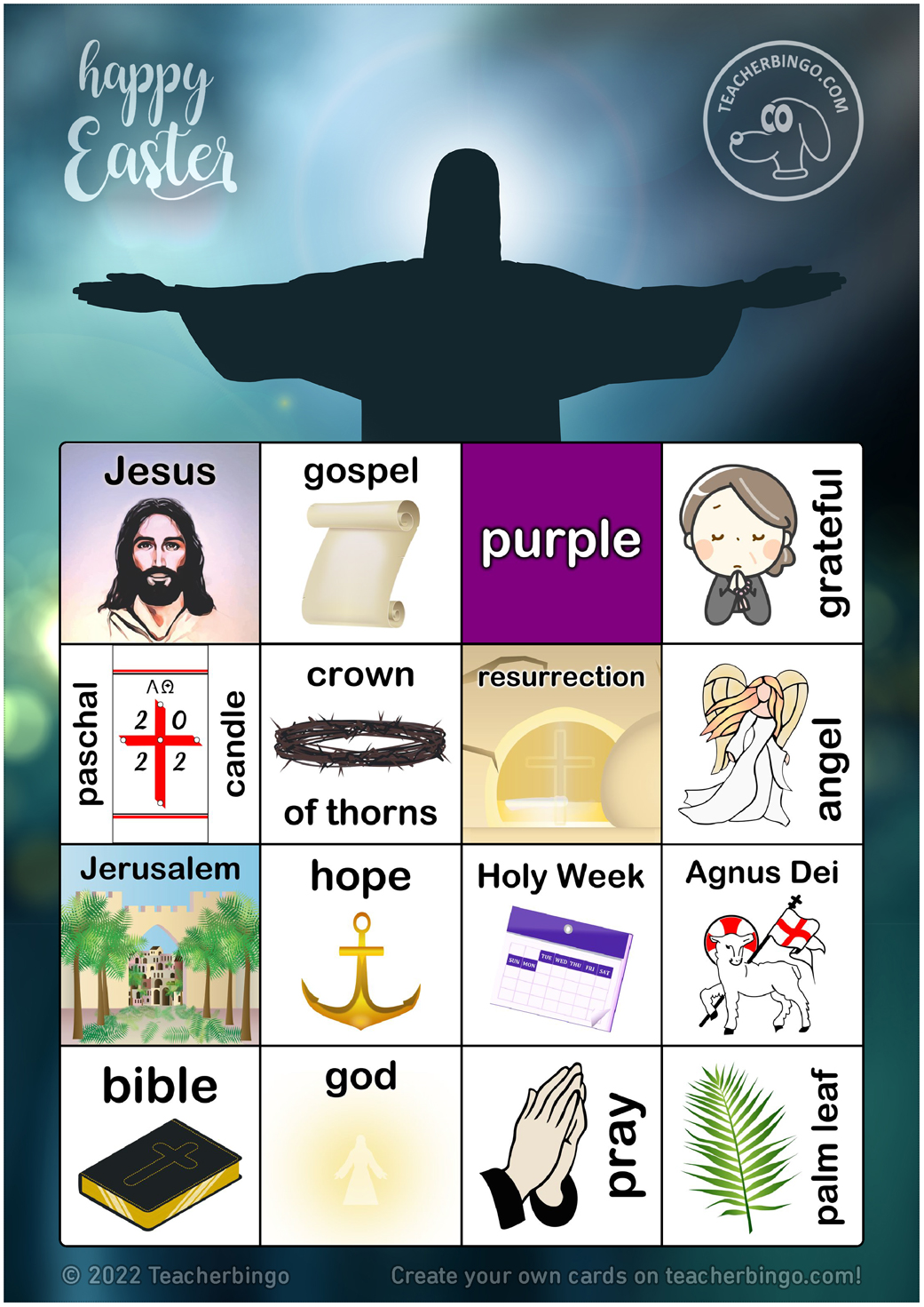 Easter Bingo Religious 4x4 (5 pages + call sheet) Teaching Resources