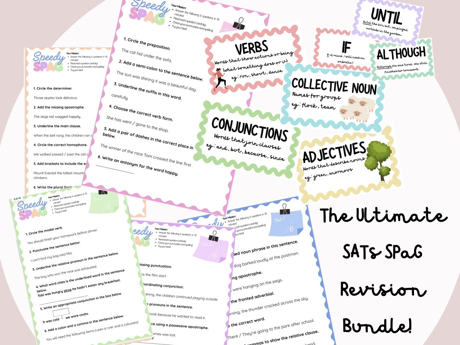 KS2 SPaG Revision Bundle - 10 Speed Tests + Word Classes & Subordinating Conjunctions Flashcards/ Display (Perfect for SATs, lesson starters, intervention and homework!)