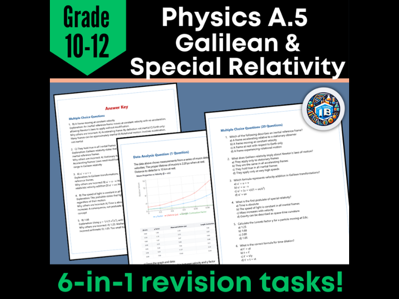 IB DP Physics: A.5 Galilean & Special Relativity – Quiz & Revision Worksheets (2026)