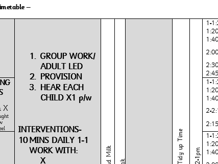 Reception Intervention Timetable
