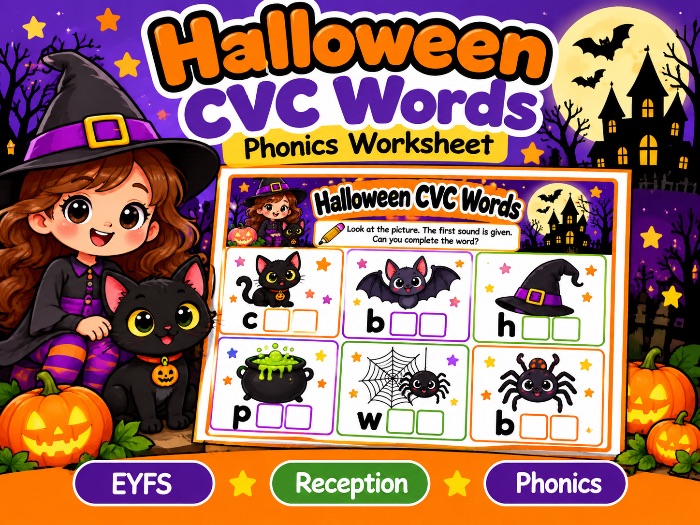 Halloween CVC Words | Phonics Worksheet