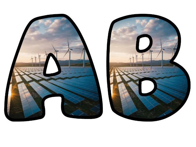 Solar Wind Electrical Energy Alphabet Lettering Set | Classroom Display | Upper & Lowercase, 0-9