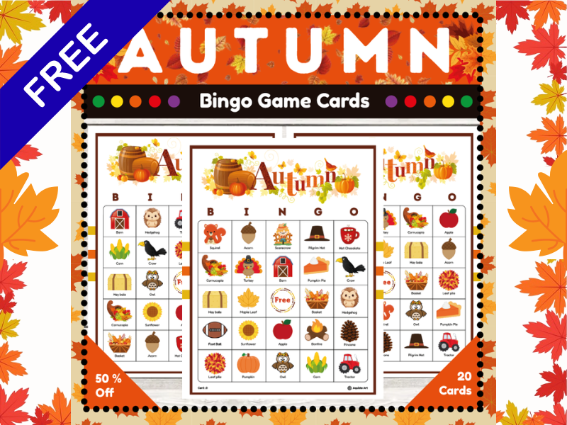 Autumn Harvest Bingo Game Cards : Fun Fall Party Activity | Free Version