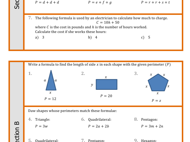 Algebra - introduction to formula