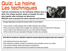 Quiz Les techniques La haine (2 quiz + answers)