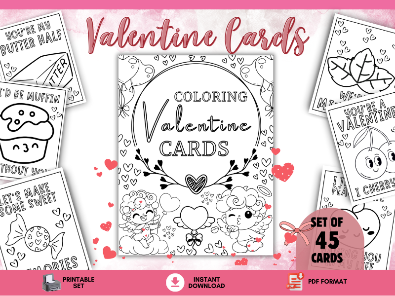 Color Me Valentine Cards-45 With Cute Quotes