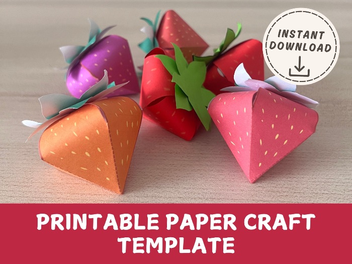 Make a 3D Strawberry, Kids activity paper craft