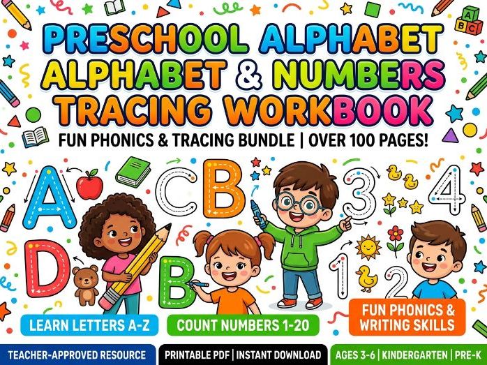 Preschool Alphabet & Numbers Tracing Workbook