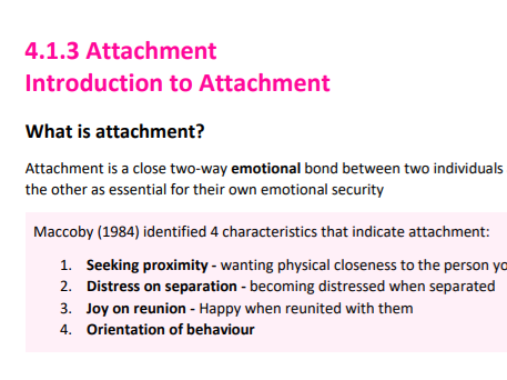 Introduction to Attachment Revision Resource - AQA Psychology