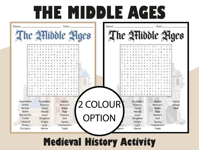 The Middle Ages Word Search Puzzle | Medieval History Activity for Students