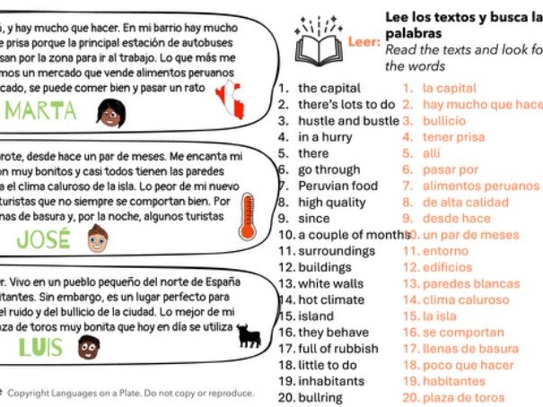 A1.2 Qué hiciste la semana pasada en tu barrio - IGCSE style activities