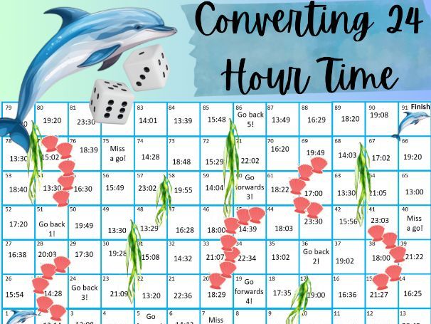 Dolphin Converting 24 Hour Time Board Game