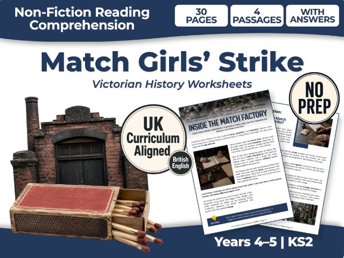 Match Girls’ Strike KS2 Reading Comprehension | Victorian History Worksheets