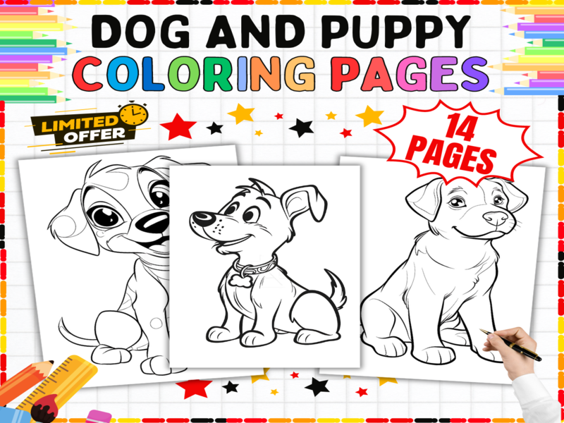Cute Dog and Puppy Colouring Pages | Creative Learning for Young Learners
