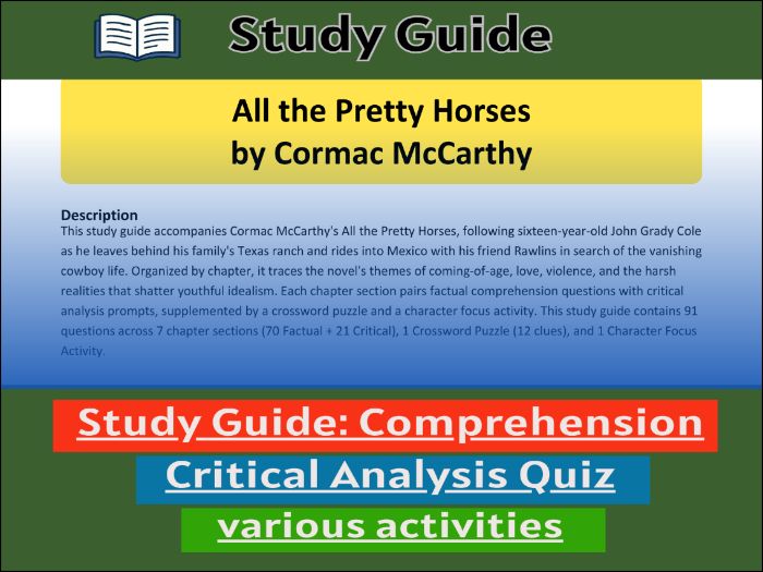 All the Pretty Horses by Cormac McCarthy, study guide & Activities