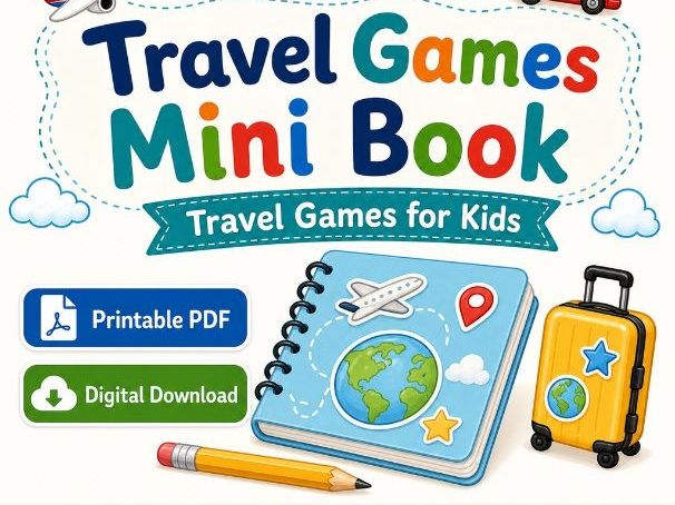 Travel Games Mini Book | Travel Games for Kids | Printable PDF | Digital Download