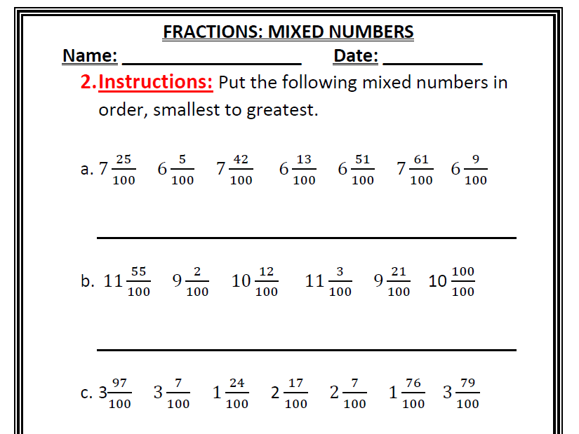 Mixed Numbers: Fractions