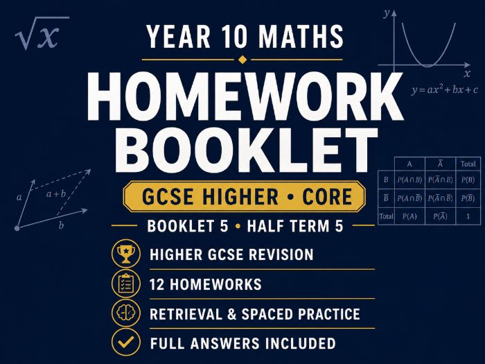 Year 10 Maths Homework Booklet – GCSE Higher Core – Half Term 5 with Answers