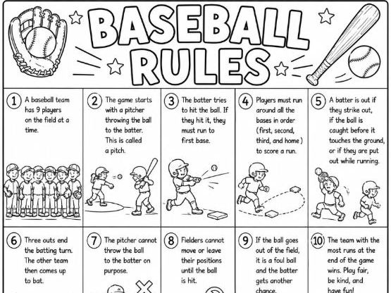 Baseball Rules Colouring Worksheet