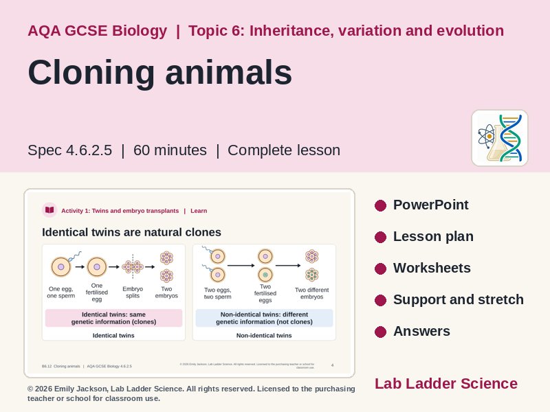 B6-12 Cloning Animals: AQA GCSE Biology