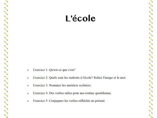 At school - A l'école (French vocabulary and grammar)