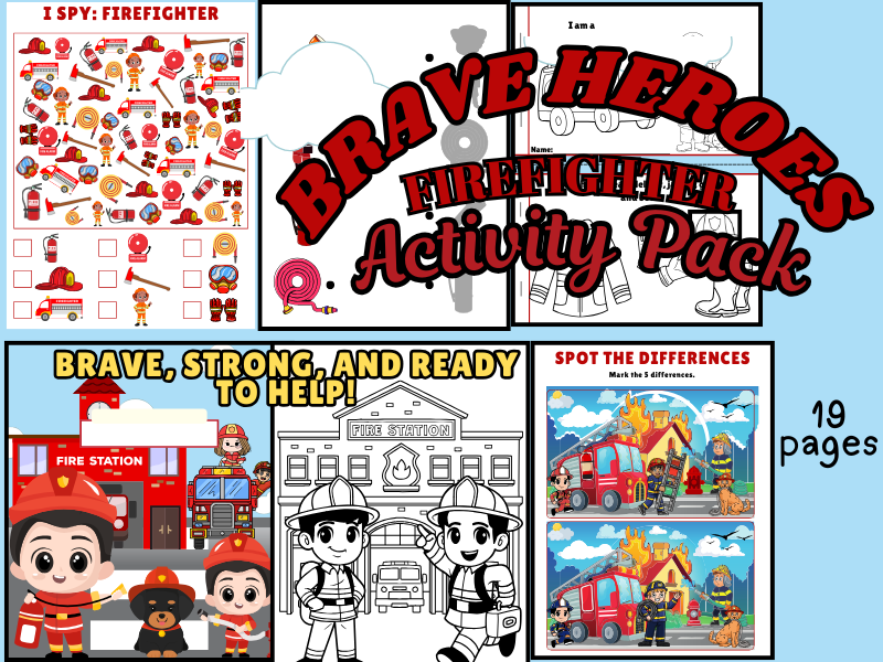 Brave Heroes-Firefighters Themed Activity Pack-DFY Educational For Kids