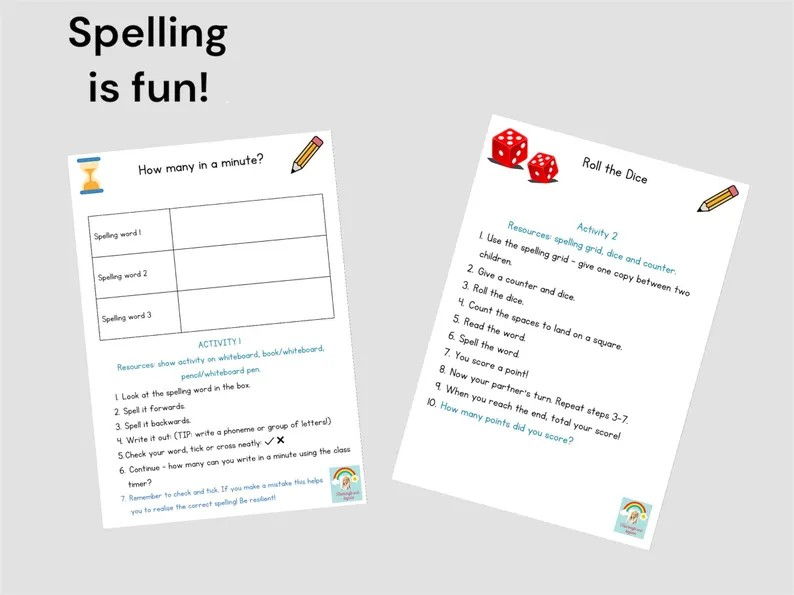 Year 2 CEW Spelling Grid & 4 spelling activities