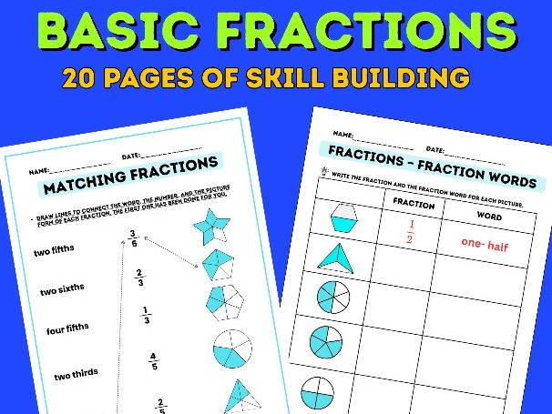 Basic Fractions Worksheets | Visual Models | Year 4-6 Maths, KS2