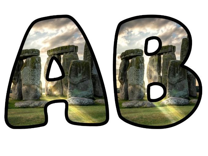 Stonehenge British Humanities Classroom Display | Lettering Set | Upper & Lowercase, 0-9 and Signs