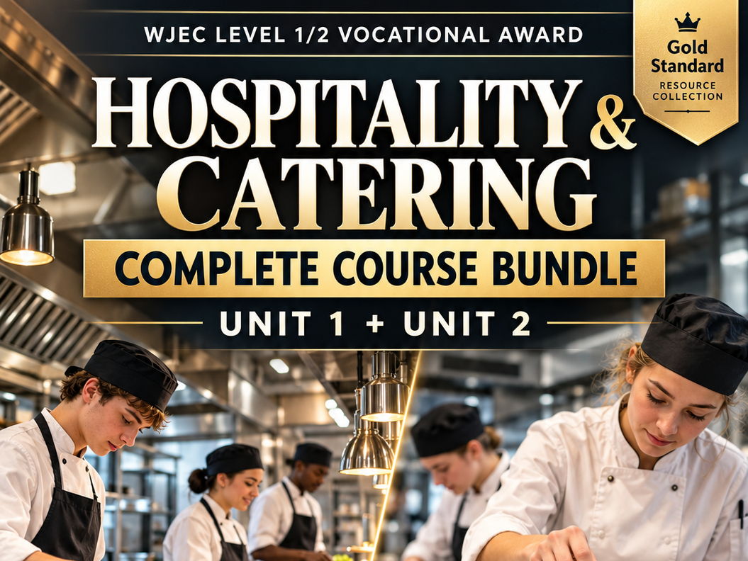 WJEC Level 1/2 Hospitality & Catering Complete Course Bundle | Units 1 & 2 | PowerPoints, Workbooks, Revision & Assessment