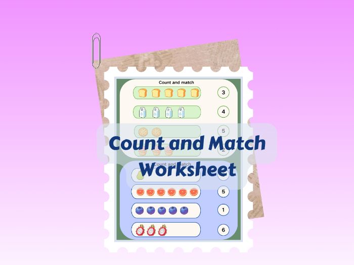 Preschool Math Count Match  Worksheets