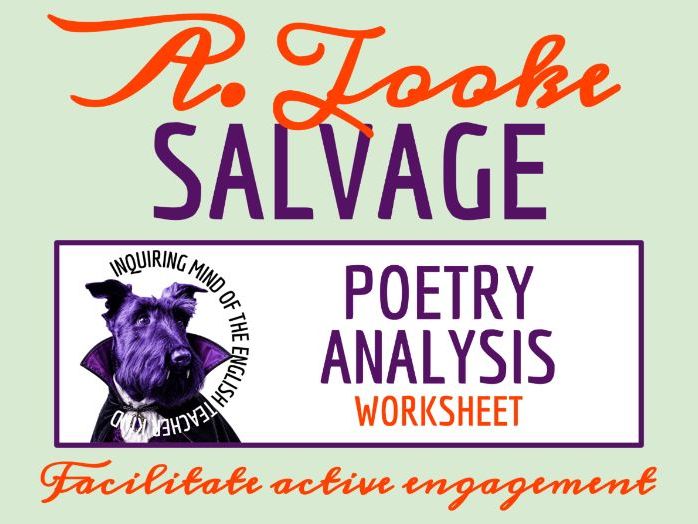 "Salvage" by Alfred I. Tooke Gothic Poem Analysis Worksheet | Dark Comedy and Nature Poetry