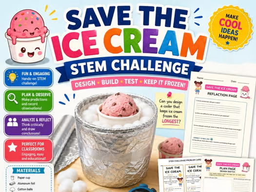 Save the Ice Cream STEM Challenge – Heat Transfer & Insulation Experiment