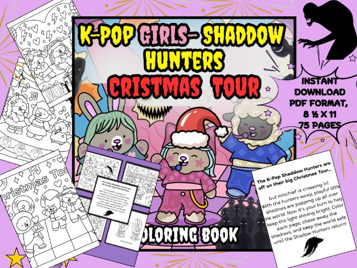 K-Pop Girls Christmas Tour – Hand-Drawn Fantasy Girl Power Coloring Adventure