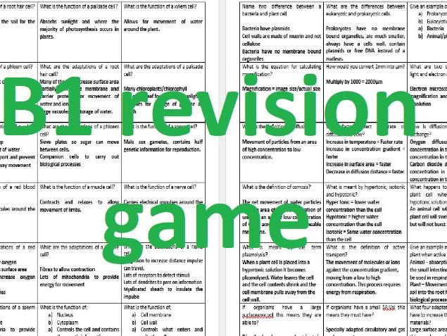 AQA GCSE Combined Science B1 revision game