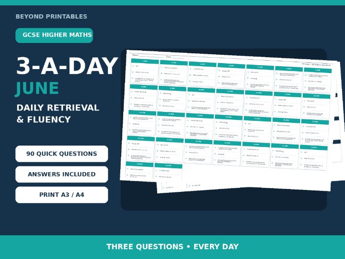 GCSE Essential Higher Skills 3-a-Day June | Daily Retrieval | Answers