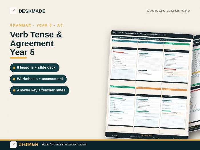 Year 5 Verb Tense & Agreement Unit | Australian Curriculum