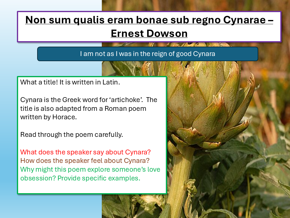 Non sum qualis eram bonae sub regno Cynarae Ernest Dowson