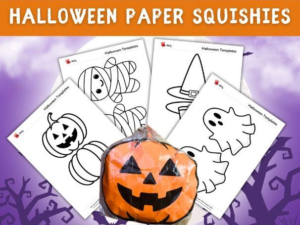 Halloween Paper Squishy Craft Templates | Pumpkin, Mummy, Ghost & Witch's Hat