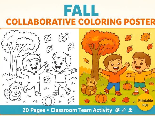 Autumn Leaves Coloring Poster • 20 Pages • A4 Printable PDF