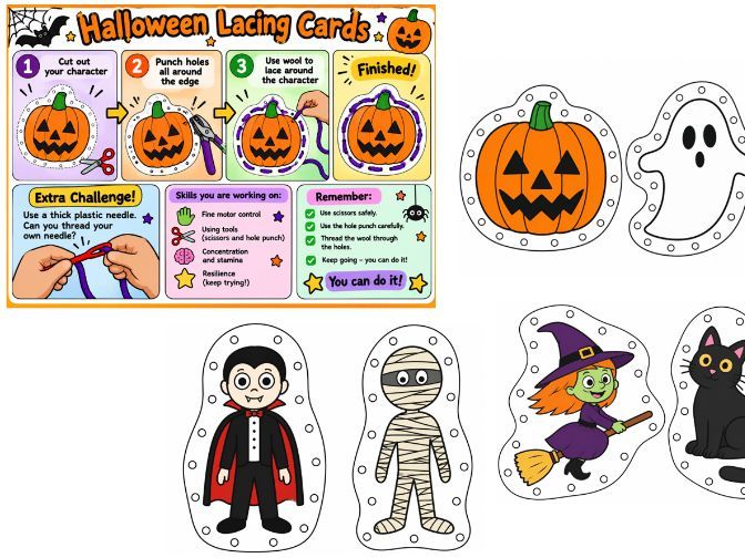 Halloween Lacing Cards Fine Motor Control
