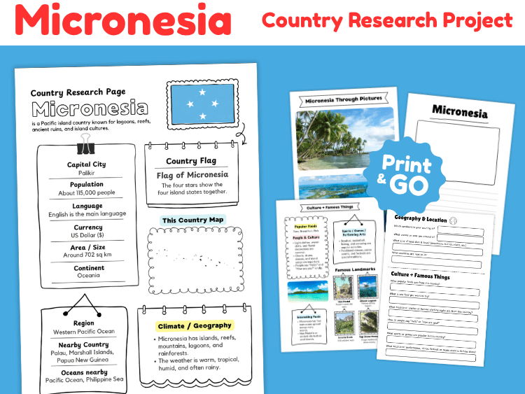 Micronesia Country Research Project | Geography & Culture Worksheets