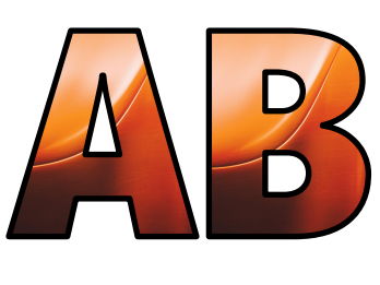 Orange Curve Design Art Lettering Set Display Title Letters Numbers Signs